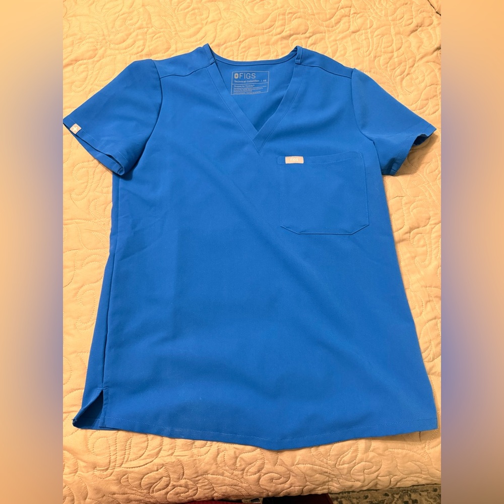 Figs Royal Blue V-Neck Scrub Top